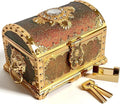 Retro Jewelry Box Arched Vintage Rectangular Metal Chest Necklace Ring Earrings by Unknown