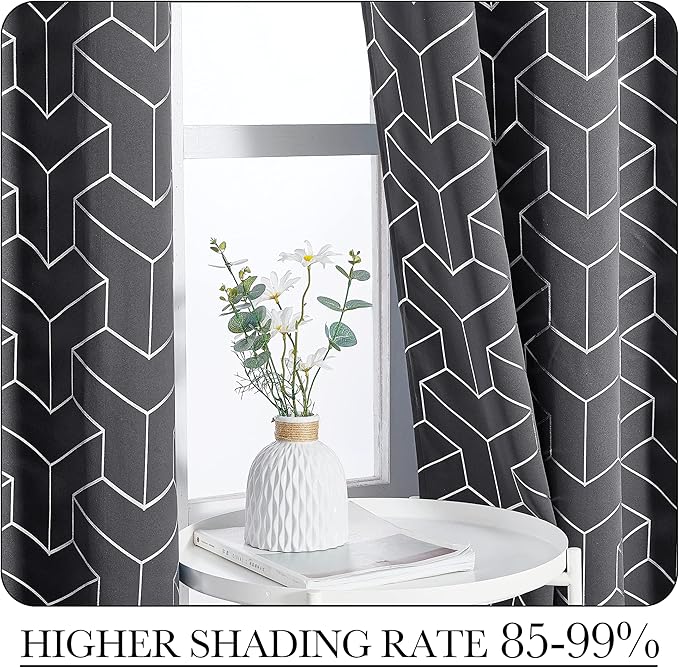 NICETOWN Blackout Curtains for Bedroom, Foil Printed T-Shaped Energy Saving - Image 4