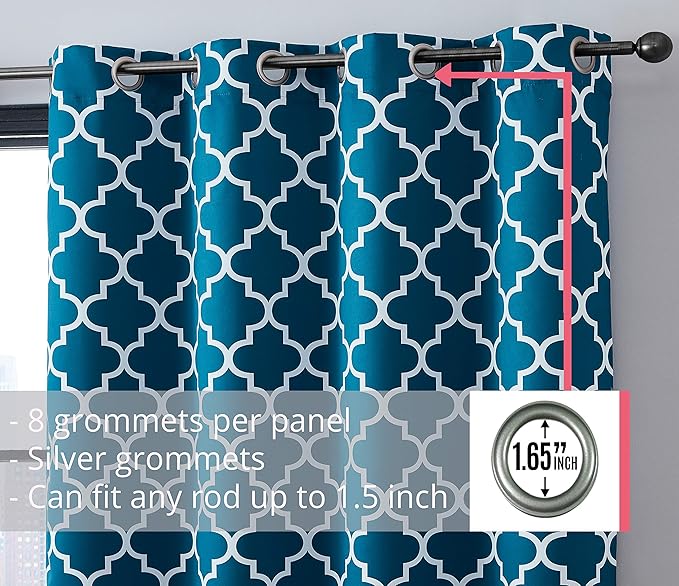 HLC.ME Lattice Print 63 Inch Blackout Curtains - Image 2