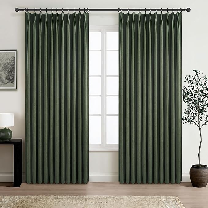 Pinch Pleated Blackout Curtains 70 Inches Extra Wide by QJMYDECO