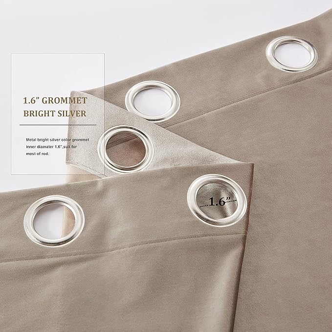 BULBUL Elegant Taupe Velvet Curtains:90 inches Length Luxury Living Room - Image 3