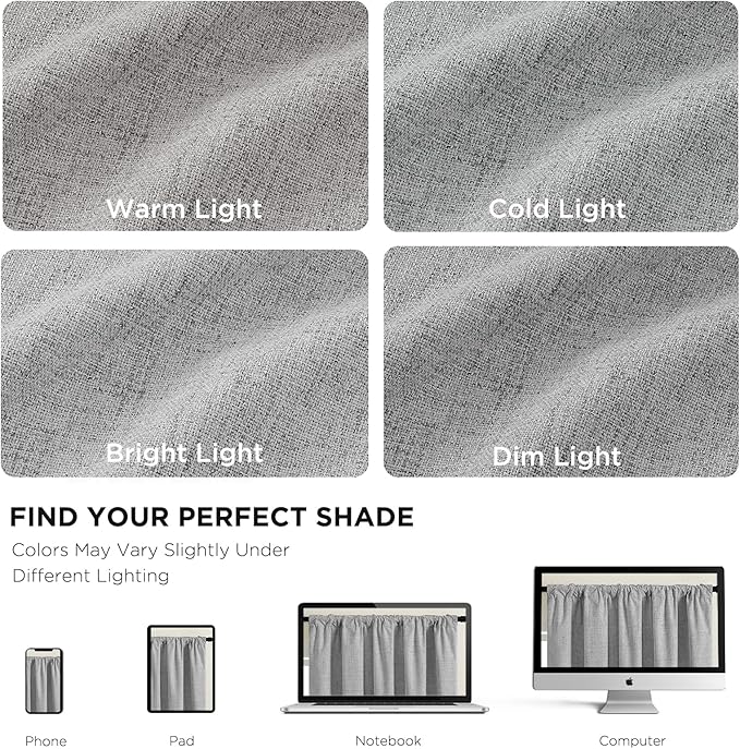 CUCRAF Linen 100% Blackout Curtains 90 Inch Length 2 Panels Set, Back Tab and - Image 4