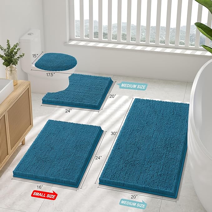 Smiry Luxury Chenille Bathroom Rugs 24x16, Extra Soft and Absorbent Shaggy Bath - Image 2