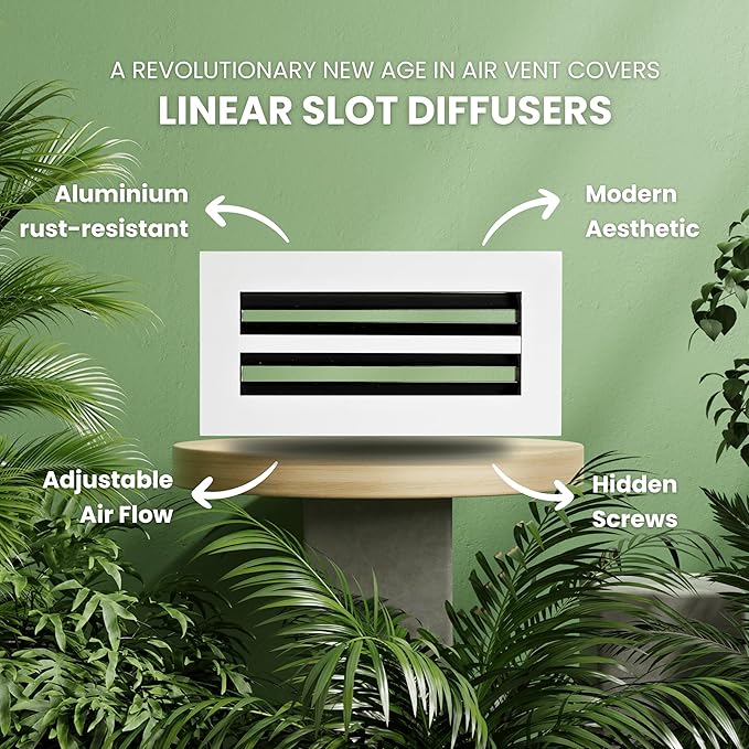 Modern Air Vent Cover 10x4 – Aluminum Linear Slot Diffuser, Decorative White - Image 4