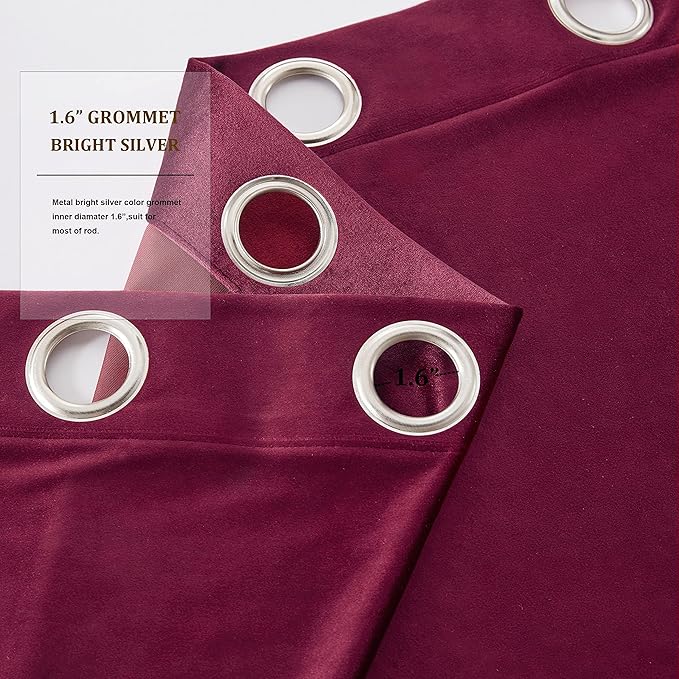 Christmas Burgundy Decorative Velvet Curtains 102 inches Elegant Living Room - Image 4
