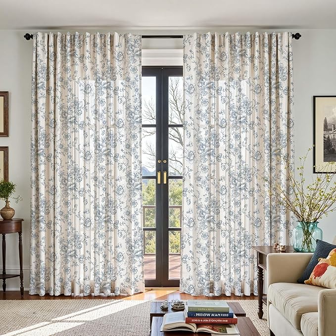 jinchan Linen Floral Curtains 100 Inch Extra Wide - Image 4