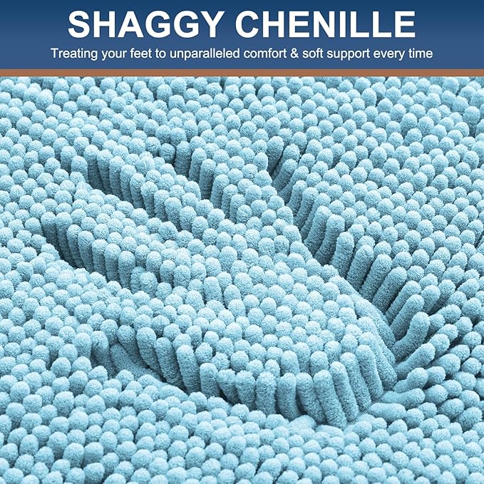 Smiry Luxury Chenille Bathroom Rugs 48x32, Extra Soft and Absorbent Shaggy Bath - Image 4