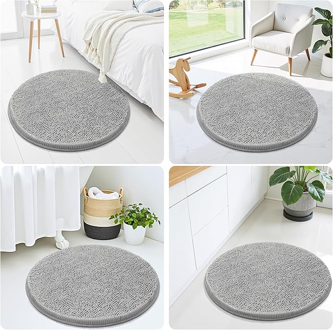 Smiry Luxury Chenille Round 24x24, Extra Soft and Absorbent Shaggy Bathroom Mat - Image 7
