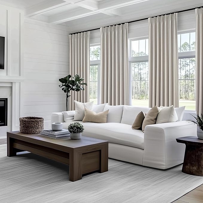 Natural Melange Taupe 120 Inch Extra Long Curtains - Image 5