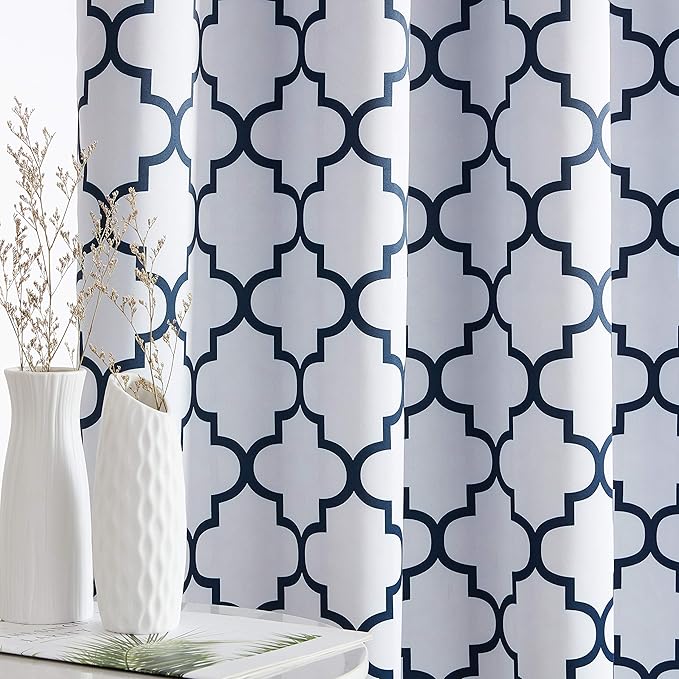 HLC.ME Lattice Print Decorative Curtains Blackout 54 Length - Image 4