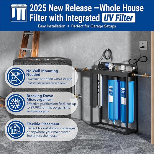 HQUA WF3-03 3-Stage Free-Standing Whole House Water Filtration System, UV - Image 2