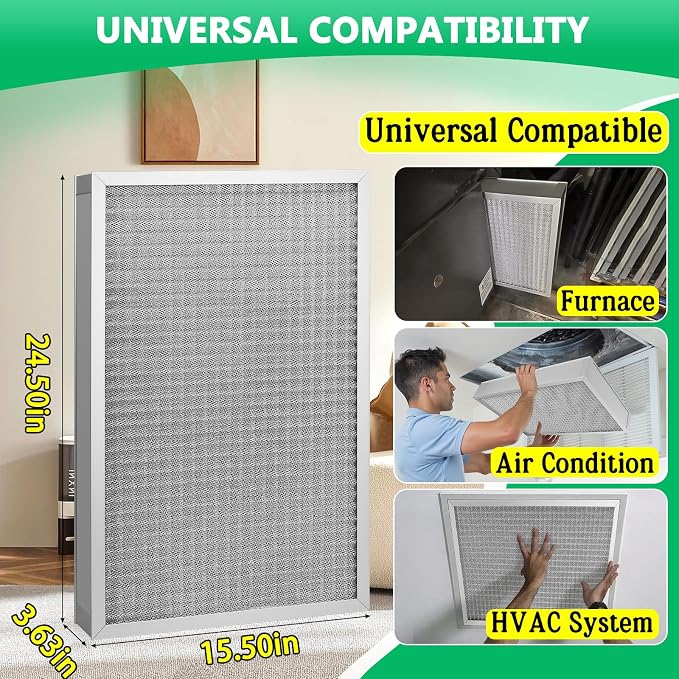 16x25x4 Air Filter, MERV11 Rated Electrostatic Filter, Washable and Reusable - Image 2