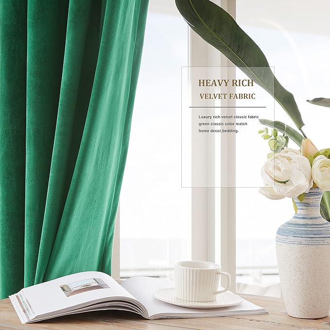 Christmas Green Decorative Velvet Curtains 102 inches Elegant Living Room - Image 6