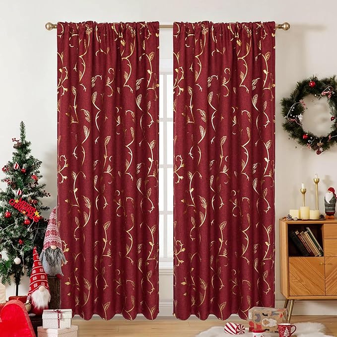 BUHUA Blackout Curtains 84 Inches Long 2 Panels Set Linen Curtains Rod Pocket & by BUHUA