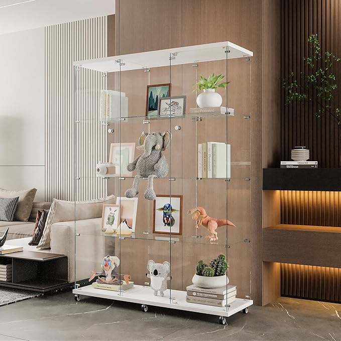 Yoluckea 4 Shelves Glass Display Cabinet Extra Large, Curio Collection Glass by Yoluckea