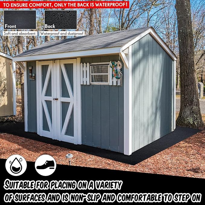 Haull Waterproof Outdoor Storage Shed Mat, 10x10 ft, Felt Surface, Non Slip - Image 5