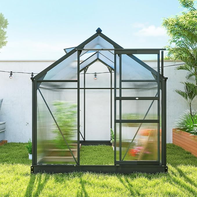 Outsunny 6' x 6' Greenhouse for Outdoors, Polycarbonate Greenhouse - Image 9