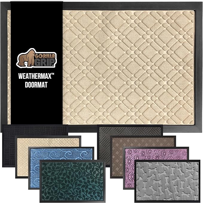 GORILLA GRIP 100% Waterproof All-Season WeatherMax Doormat US Designed Natural by GorillaGrip