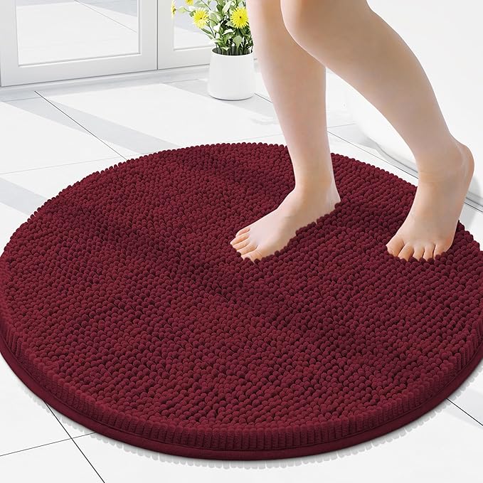 Smiry Luxury Chenille Round 24x24, Extra Soft and Absorbent Shaggy Bathroom Mat by Smiry