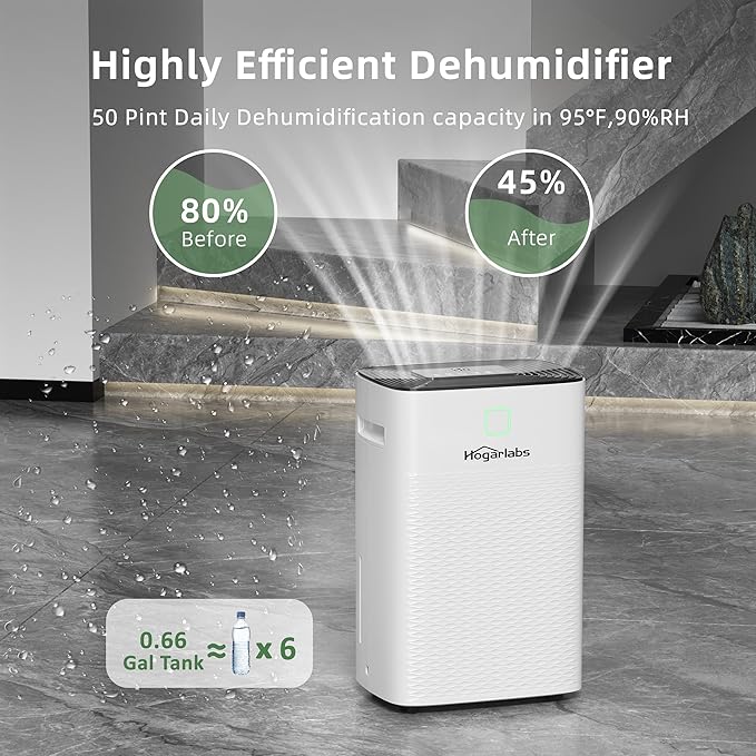 HOGARLABS Smart Dehumidifier for Basement Home, Silent Dehumidifier - Image 2