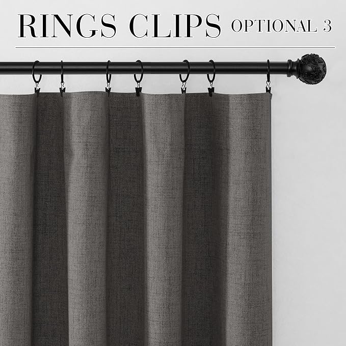 RYB HOME Grey 100% Blackout Short Curtains 52 Width 45 inch Length, Light - Image 8