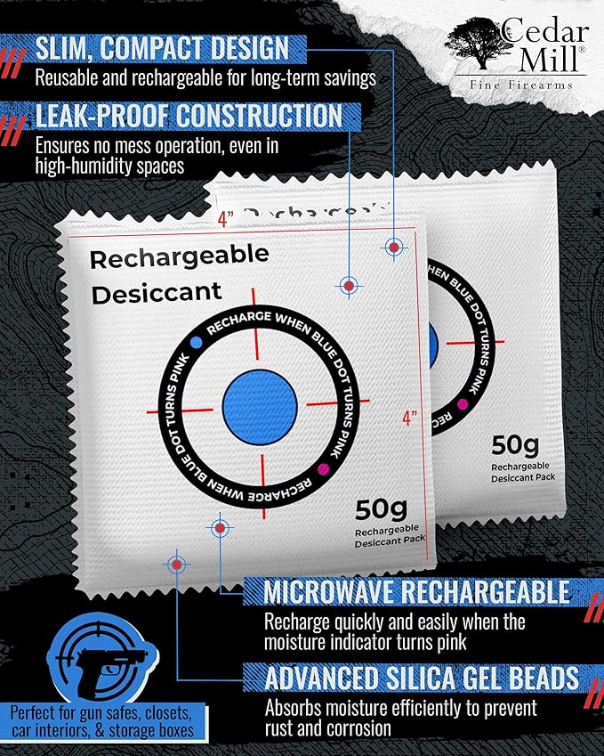 Rechargeable Desiccant Pack and Cedar Mill Fine Firearms Micro 9mm Gun Cleaning - Image 4