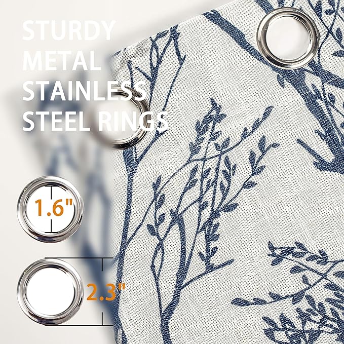 DriftAway Linen Printed Blackout Curtains Tree Branch Pattern Double Layer 84 - Image 7