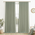 Sage Green Blackout Linen Curtains 108 Inches Long by QJMYDECO
