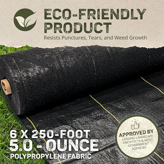 Dewitt 6 x 250 Foot Weed and Mulch Barrier Landscape Woven Fabric Ground Cover - Image 4