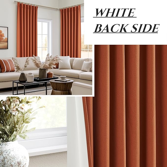 Fall Burnt Orange Curtains Blackout 54 Inches Long 2 Panels Set, Terracotta - Image 6