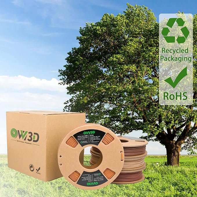 OVV3D Wood 3D Printer Filament Bundle, Wood PLA Filament 1.75mm Bundle - Image 7