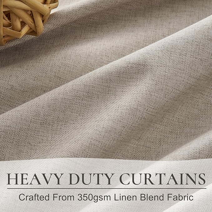 Grey Flax Linen 92 Inch Length Pinch Pleated Viral Thick Curtains Blackout & - Image 3