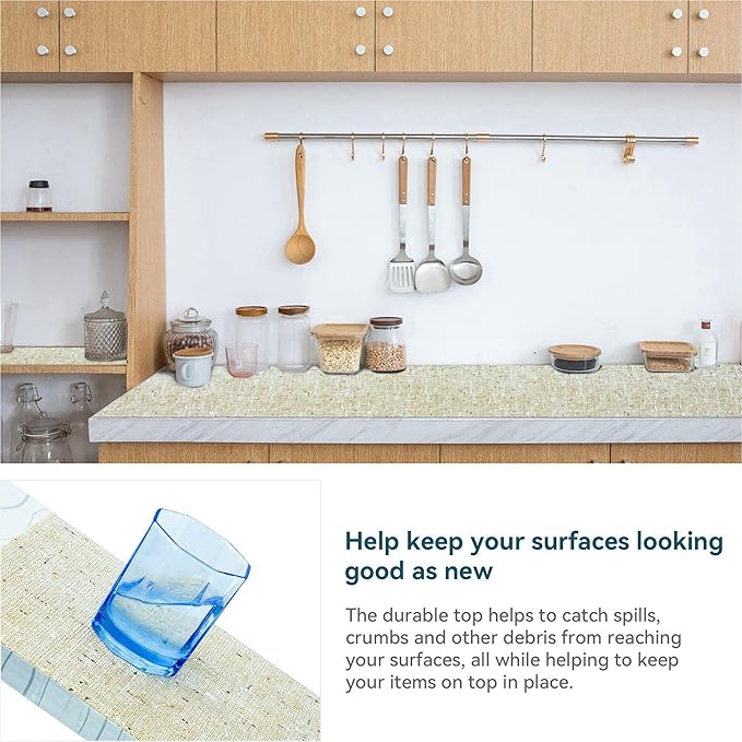 Beige Non-Adhesive Shelf Liner - 20FT x 12IN Waterproof - Image 3
