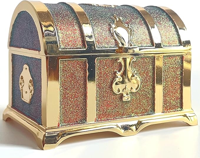 Retro Jewelry Box Arched Vintage Rectangular Metal Chest Necklace Ring Earrings by Unknown