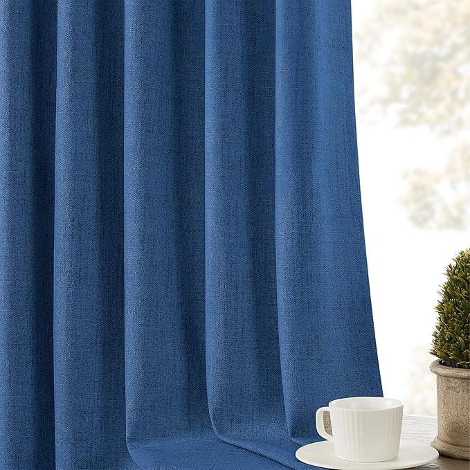 CUCRAF Linen 100% Blackout Curtains 72 Inch Length 2 Panels Set, Back Tab and - Image 8