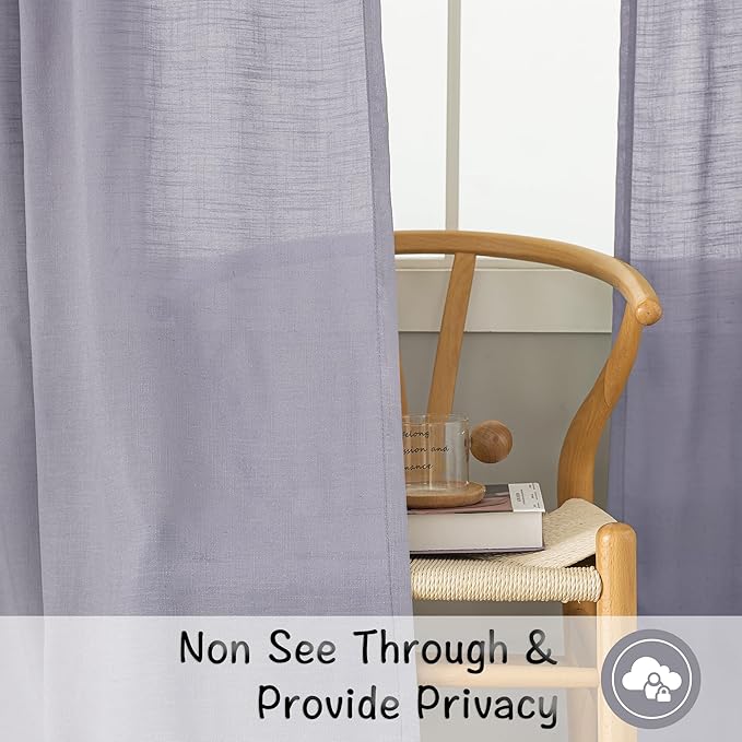Lavender/Light Violet Linen Back Tab Curtains 64 Inches Long 2 Panels Set - Image 3