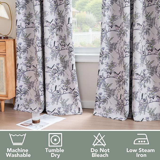 H.VERSAILTEX Floral 100% Blackout Curtains 63 inch Length 2 Panels Vintage - Image 6