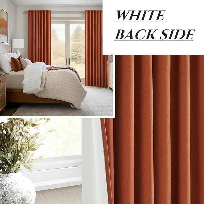 Fall Burnt Orange Curtains Blackout 90 Inches Long 2 Panels Set, Terracotta - Image 7