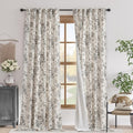 jinchan Blackout Linen Blend Curtain Floral Blackout Curtains by JINCHAN