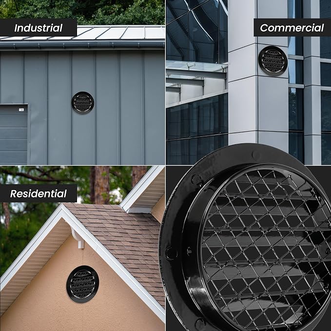 Repa Market 8 Inch Heavy-Duty Black Aluminum Alloy Gable Vent - Image 5