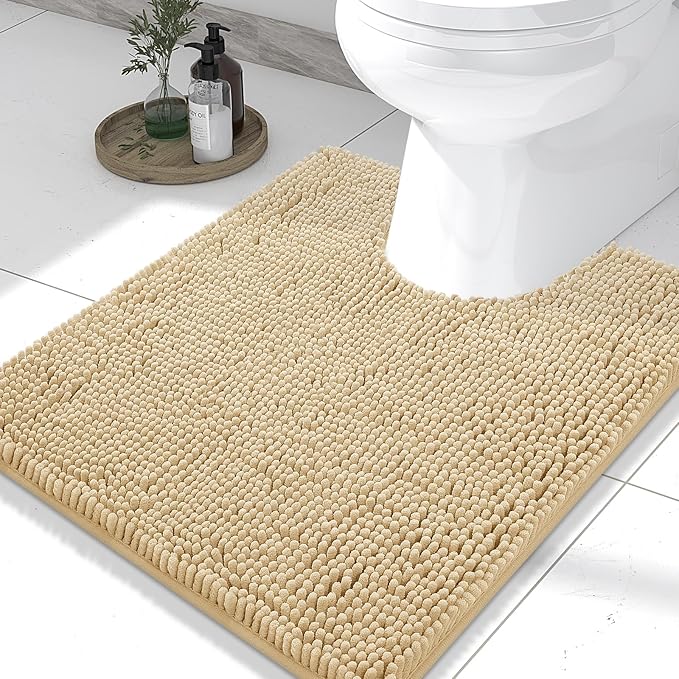 Smiry Luxury Chenille Toilet Rugs U-Shaped 24x20, Soft Absorbent Non-Slip by Smiry