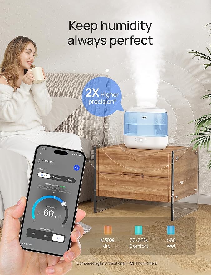 Dreo Smart Humidifiers for Bedroom-Filter Included, Top Fill 4L Humidifier - Image 2