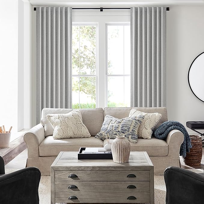 Gray 105 Inch Extra Long Blackout Curtains - Image 6