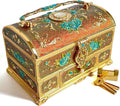Retro Jewelry Box Arched Vintage Rectangular Metal Chest Necklace Ring Earrings by Unknown