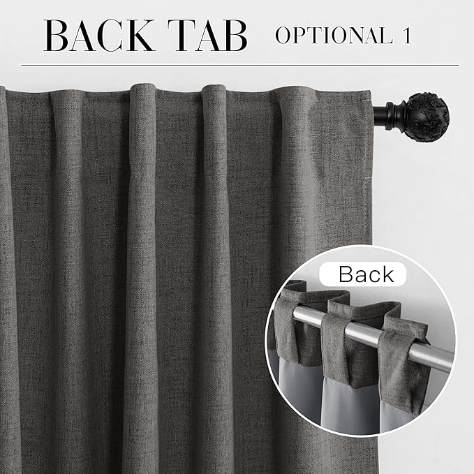 RYB HOME Grey 100% Blackout Linen Curtains 72 inch Long, Thermal Insulated & - Image 7