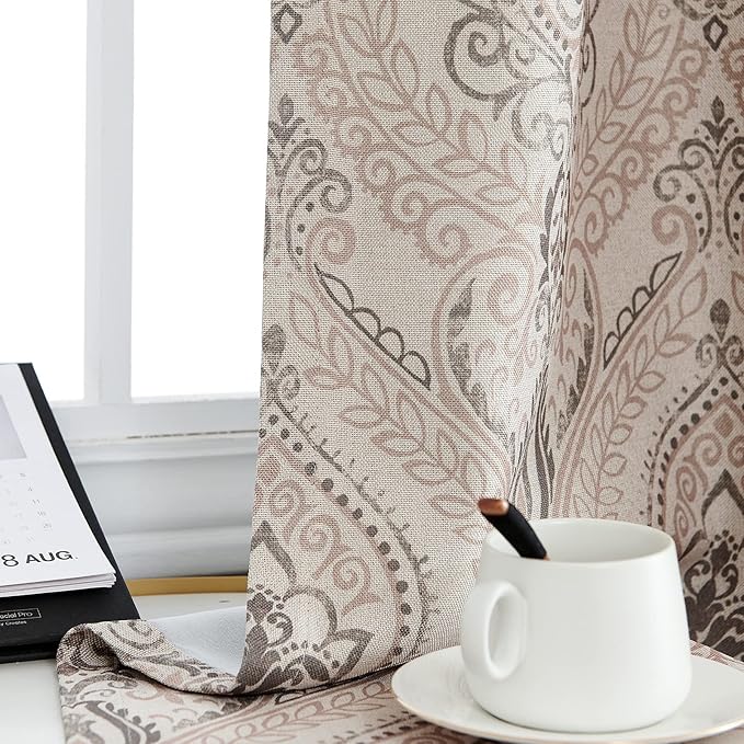 Vangao Damask Curtains Paisley Medallion Print Curtains - Image 9