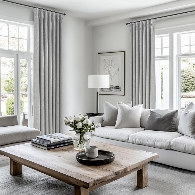 Gray Pinch Pleated 96 Inch Curtains 2 Panel Set - Image 6