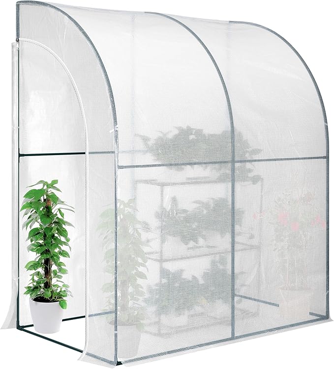 VIVOSUN Mini Lean-to Greenhouse, 6.6’ x 3.3’ x 6.9’ Portable Wall House by VIVOSUN