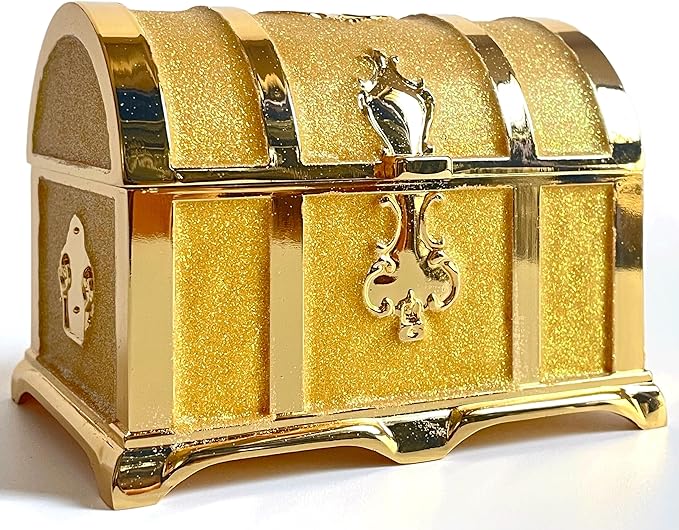 Retro Jewelry Box Arched Vintage Rectangular Metal Chest Necklace Ring Earrings by Unknown
