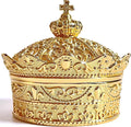 Crown Shape Jewelry Chest, Yurt Style Vintage Metal Gem Box, Round Alloy Retro by Unknown